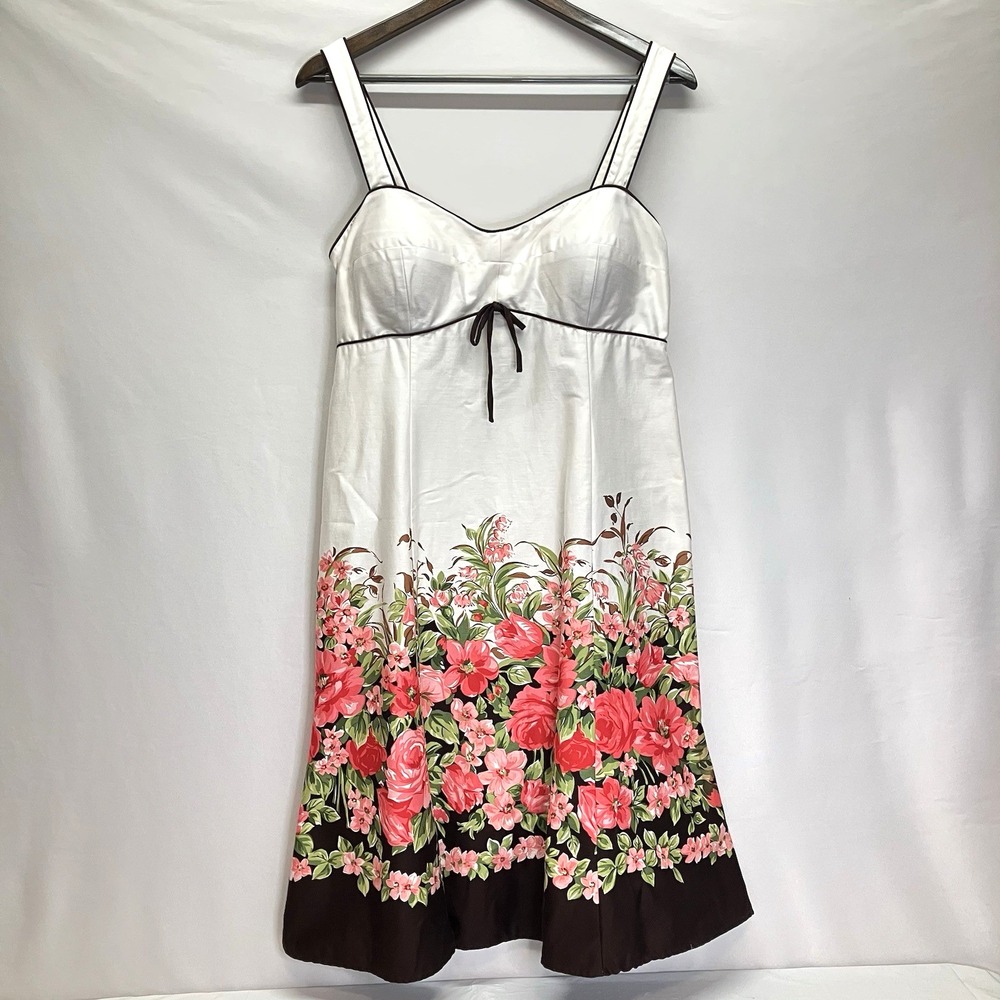 R&K Originals Womens‎ White Sweetheart Flare Floral Midi Dress Size 12